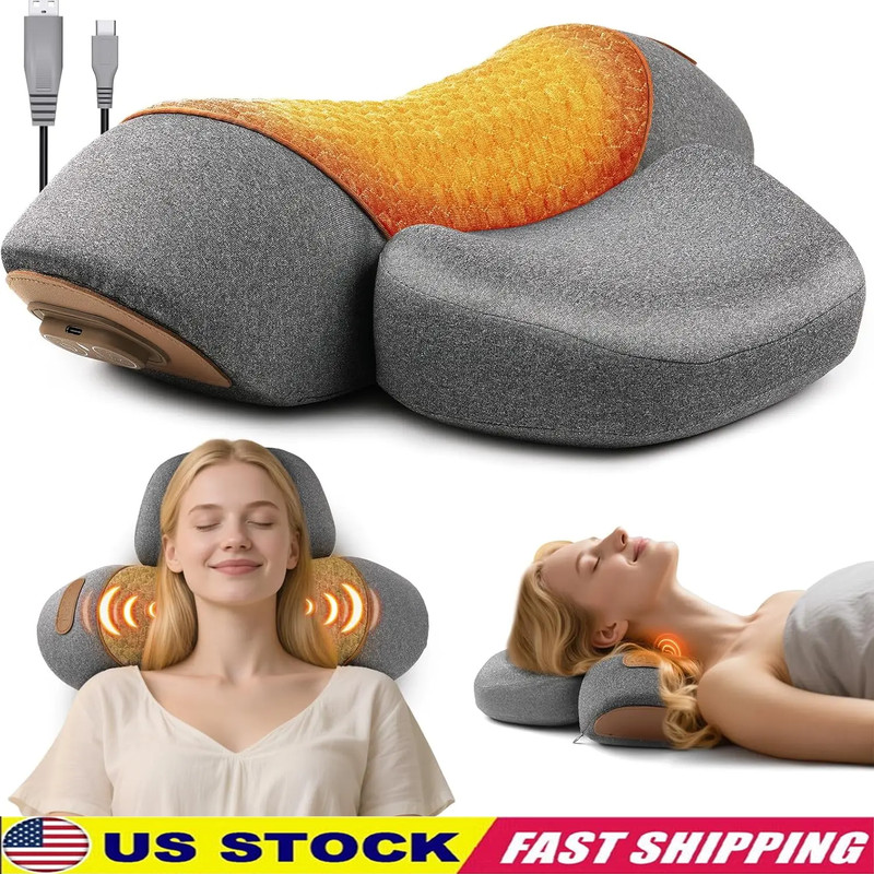 Neck Massager 2026, Neck and Shoulder Relaxer with Heat 3 Modes Portable Pillow