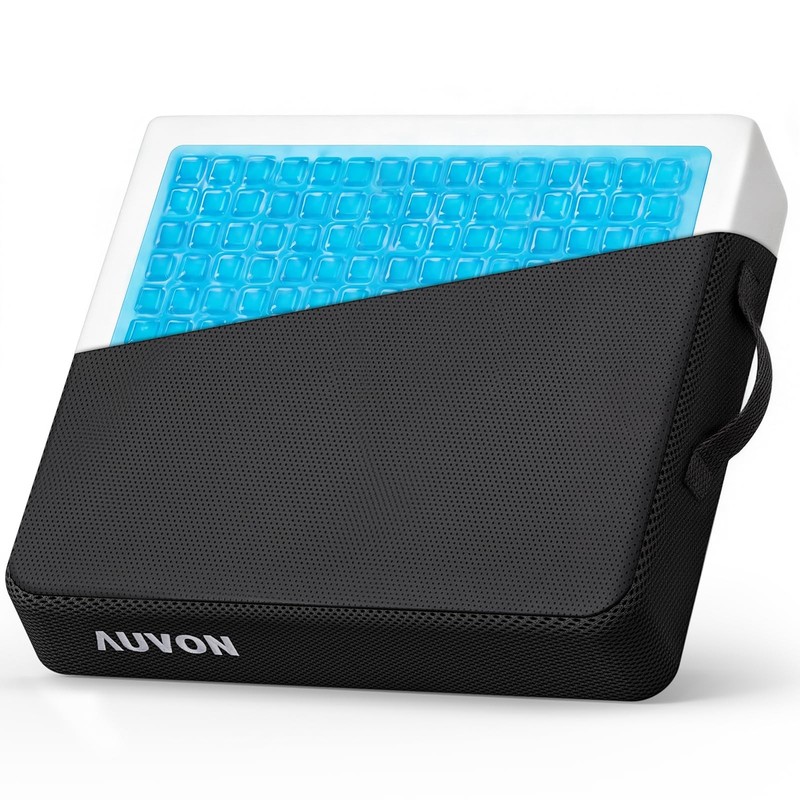 AUVON Cooling Gel Seat Cushion for Long Sitting, Memory Foam Large, Black