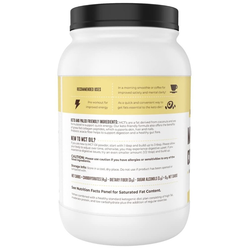 32oz Vanilla Keto MCT Powder + Collagen + Prebiotic Acacia Fibre MCT Creamer gallery