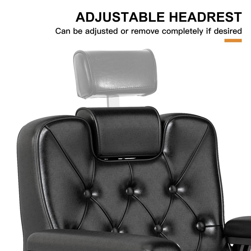 Vintage Black Heavy Duty Recline Barber Chair Hydraulic All Purpose Beauty Salon gallery