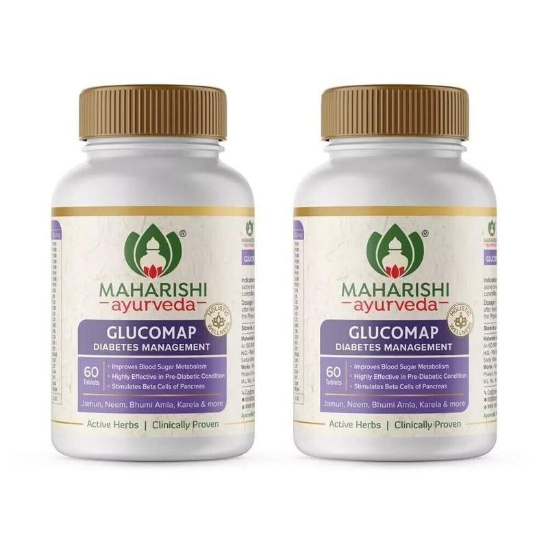 Maharishi Ayurveda Glucomap 60 Tabs each ( Pack of 2 ) Fast ship