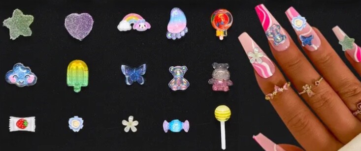 10pcs/bag 3D Nail Charms Candy Random Mixed Resin For Acrylic Nail Art lot gallery