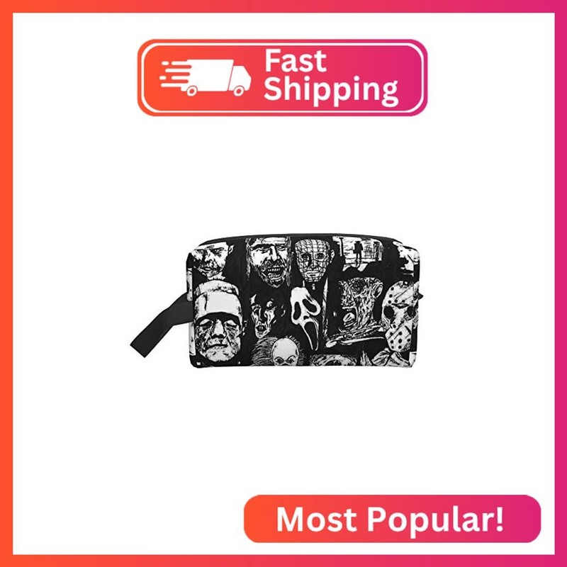 Women’s Cosmetic Bags Horror Icons Makeup Pouch Travel Toiletry Storage Bag