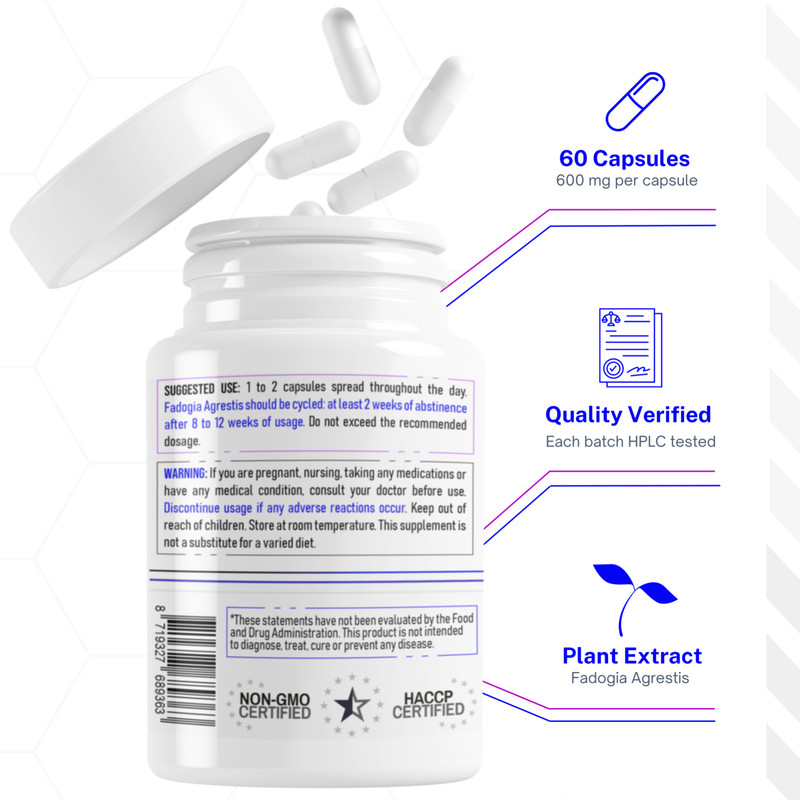3 Pack (600mg) - Fadogia Agrestis 10:1 Complex with Hydroxypropyl-β-Cyclodextrin gallery