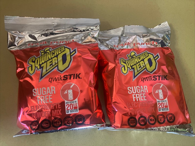 2X Sqwincher Zero Qwik Stik Fruit Punch Electrolyte Drink Mix 50 Pack