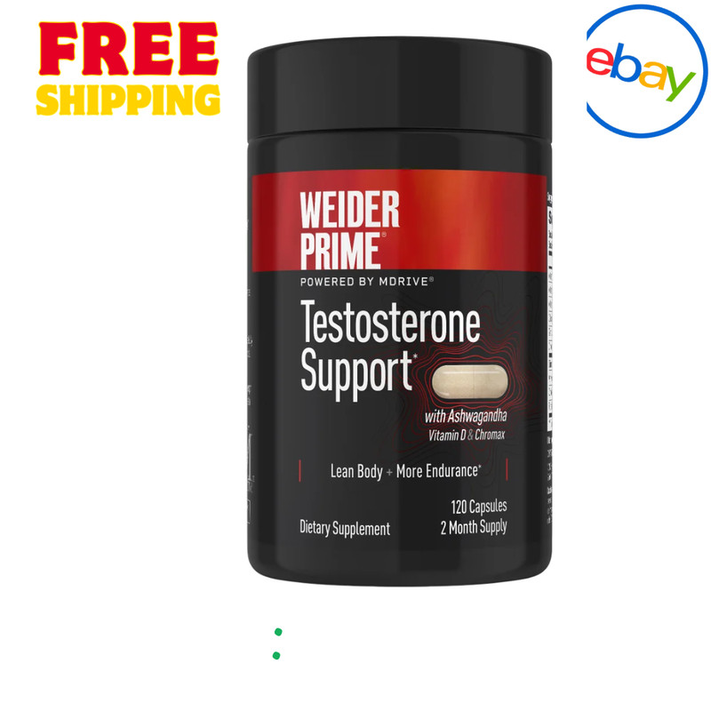 Weider Prime Testosterone Support 120 Capsules Energy Strength Vitality Boost