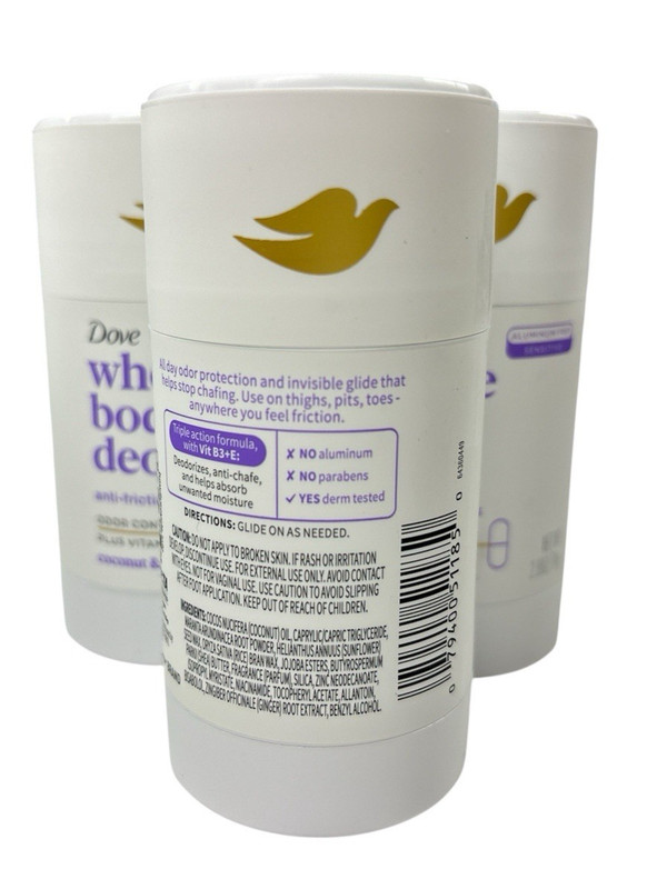 Lot of 3 (2.6oz each) Dove Whole Body Deo Aluminum Free Coconut & Vanilla gallery