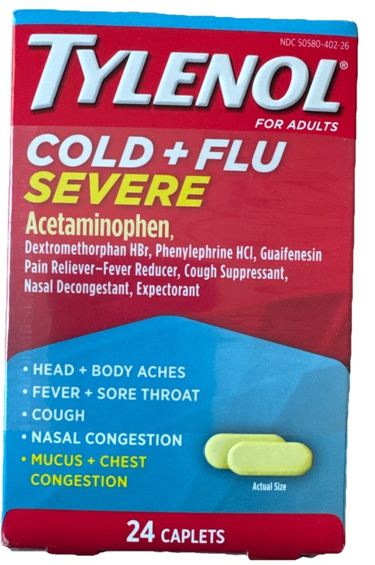 6PK Tylenol Cold + Flu Severe 325 MG ~ 24 Caplets Each ~ EXP 06/28