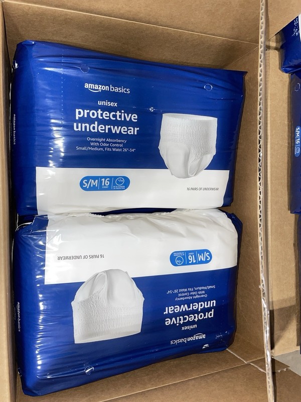 Amazon Basics Unisex Protective Underwear 64 Count Overnight Small/Medium White gallery
