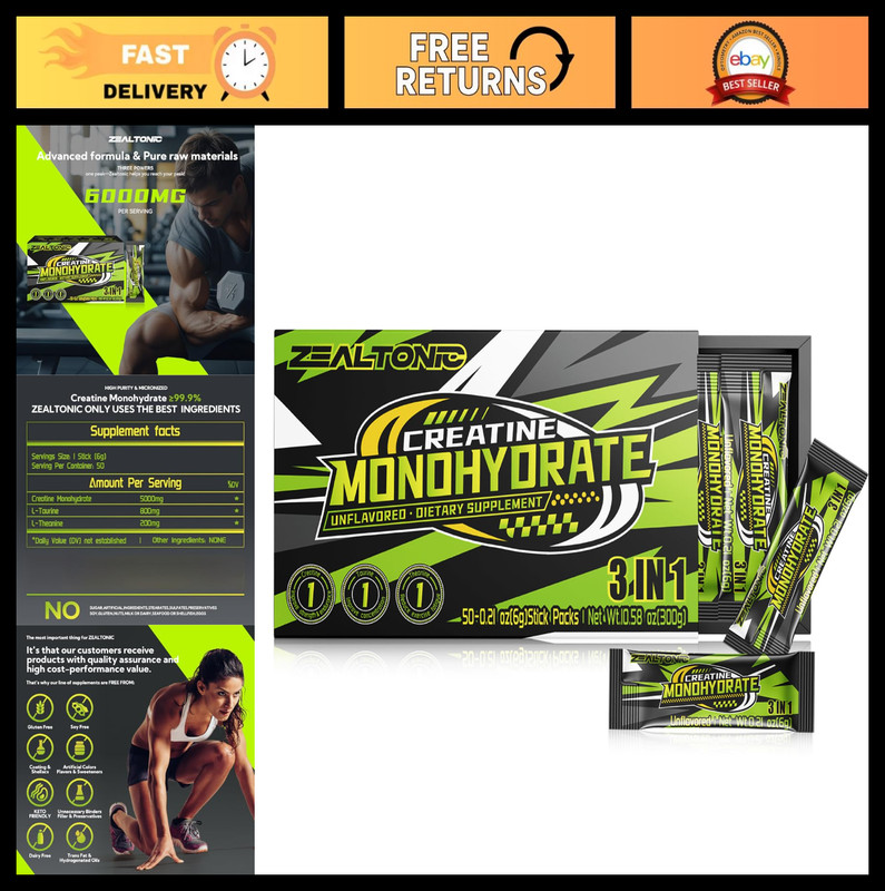 5000mg Micronized Creatine Monohydrate Powder Stick Packs – Strength, Muscle & R