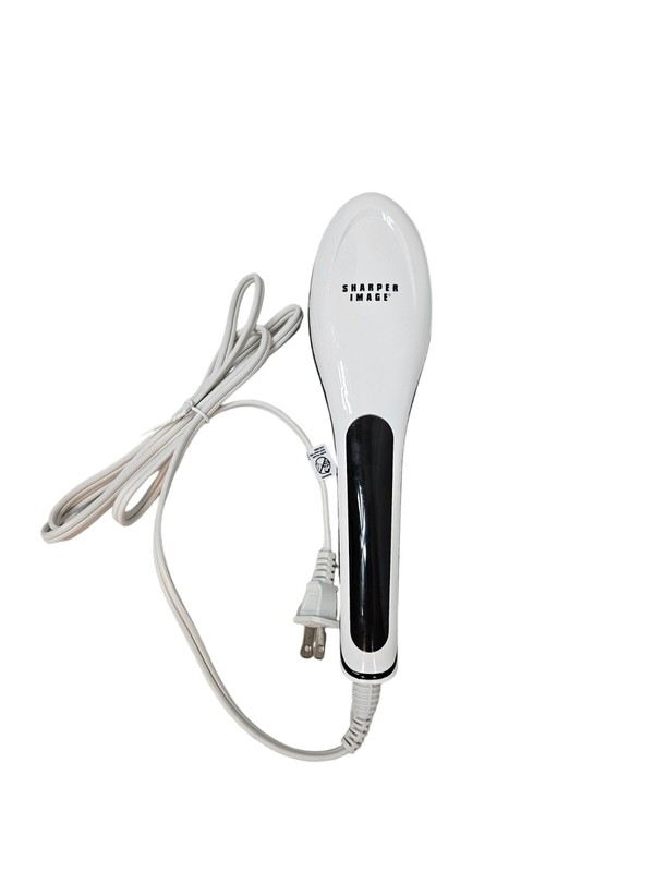 NWOT Sharper Image White Ceramic Hair Straightening Brush Corded W58 gallery