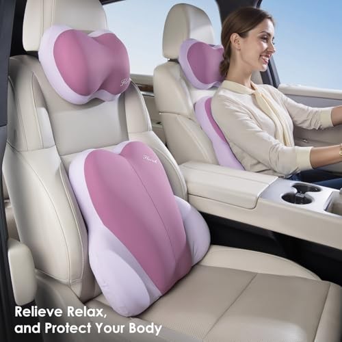 Lumbar Support with Car headrest Back Pillow for Chairs Lumbar+headrest Purple gallery