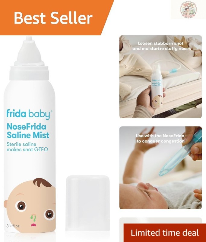 Gentle 3.4oz NoseFrida Baby Saline Nasal Spray for Allergy and Congestion Relief