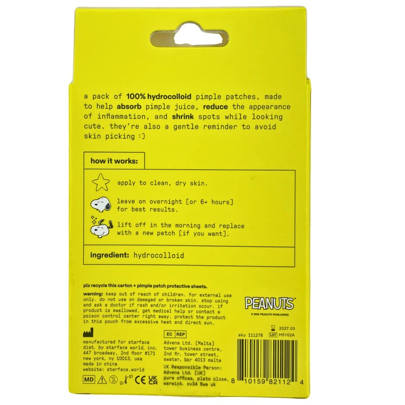 Starface x Peanuts Snoopy & Star Hydrocolloid Pimple Patches 32ct gallery