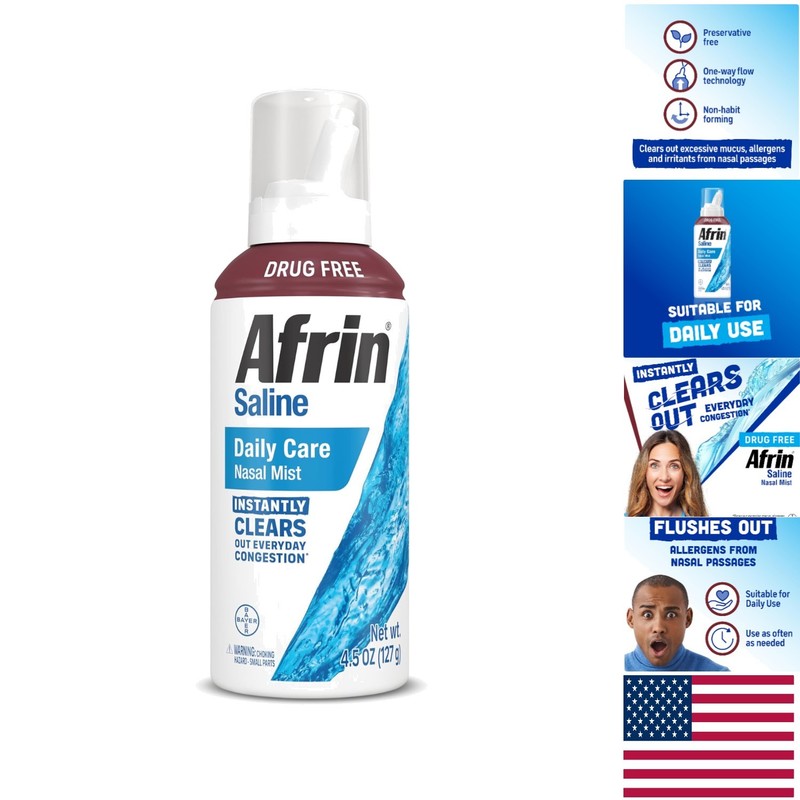 Soothing Saline Nasal Spray – Hydrating, Drug-Free Relief for All Ages, 4.5 OZ