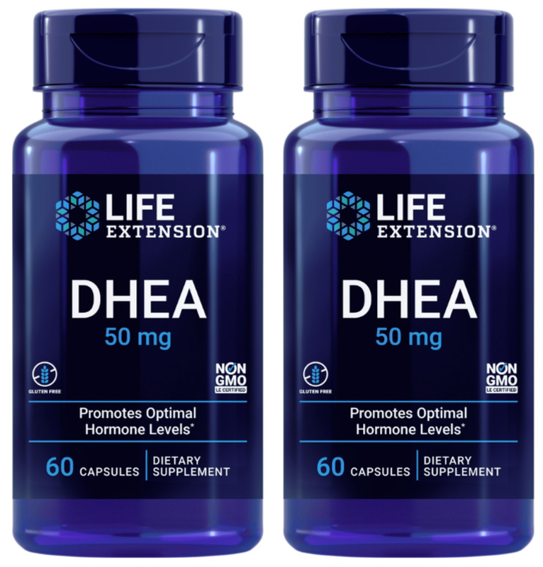2 PCS Life Extension DHEA 50mg Hormone Cardio Sex Mood Muscle Supplement 60 Caps