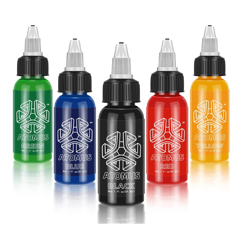 Tattoo Ink Set 5 Colors 1Oz 30Ml Black Plant Based Pigment Tattoo Supply