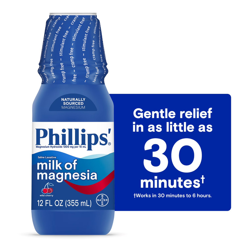 Phillips’ Wild Cherry Milk of Magnesia Liquid Magnesium Laxative,12 oz (2 Pack )