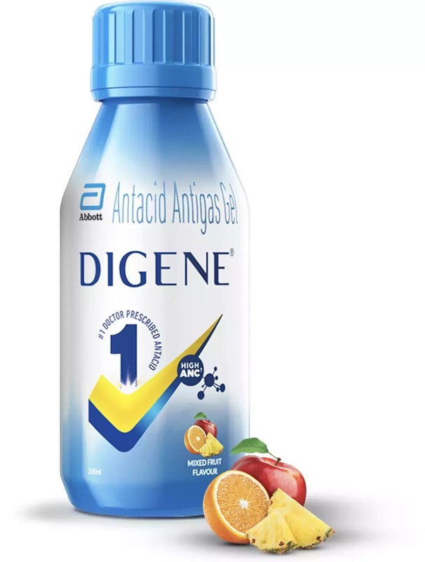 Digene Acidity & Gas Relief Oral Gel Mixed Fruit Flavour (200ml) For Indigestion