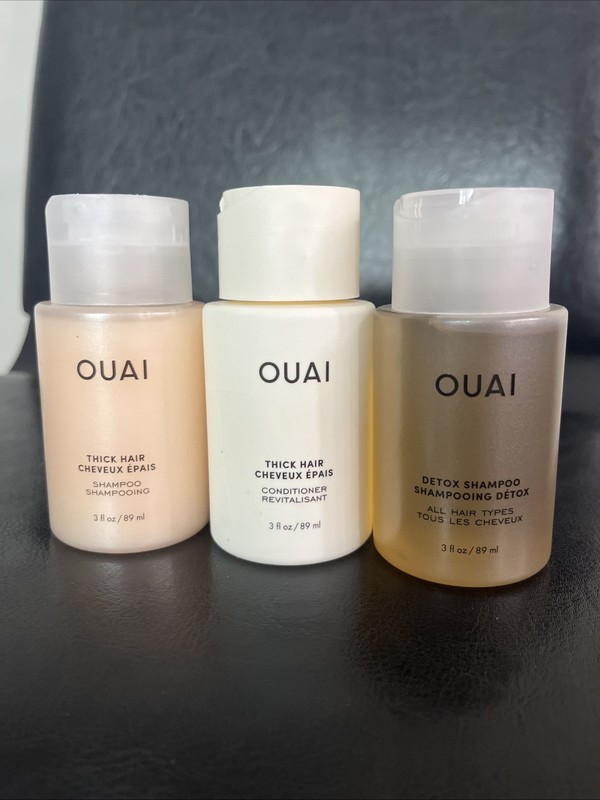 OUAI Thick Hair, Mini Haircare Bundle,Travel Size, Shampoo and Conditioner