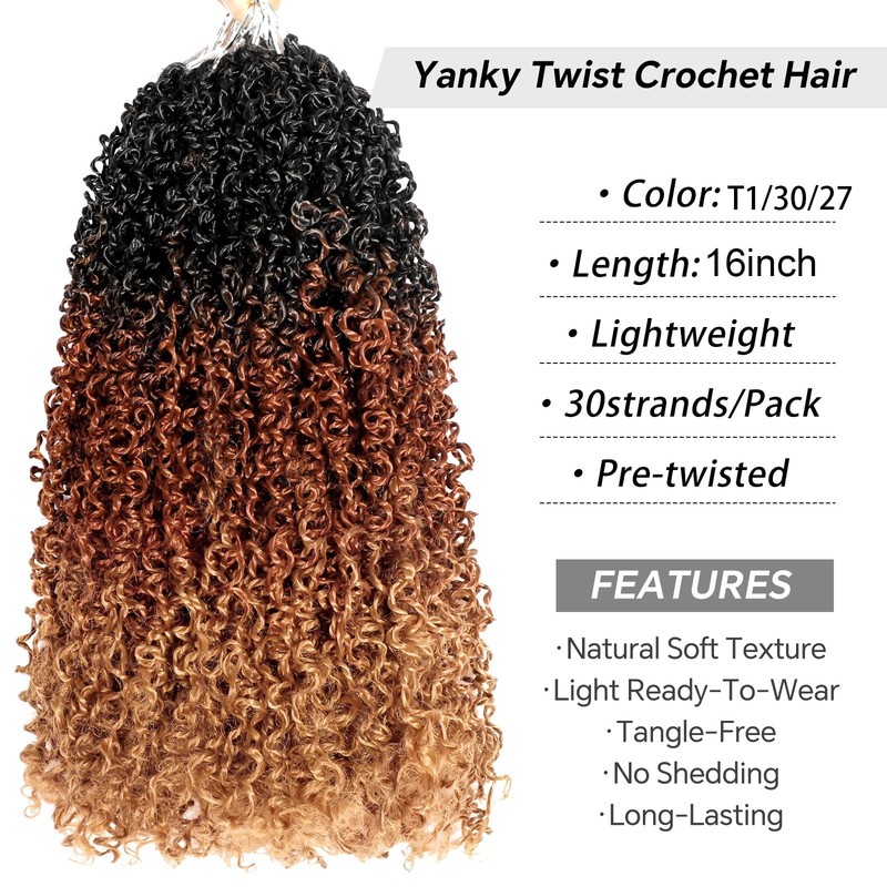 Svolna Yanky Twist Crochet Hair Pre Looped 16 Inch Pre-Twisted Fluffy Curly gallery