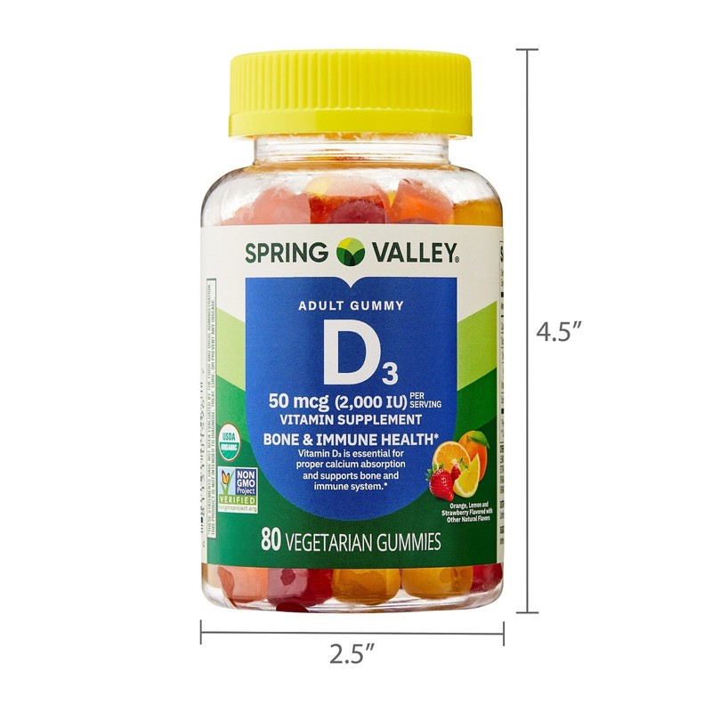Spring Valley Vitamin D3 Gummies, 50 mcg (2000 IU), 80 Count, gallery