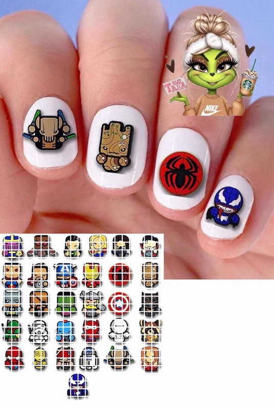 Marvel Avengers Etc Waterslide Finger Nail Decals Instructions set of 50 SS