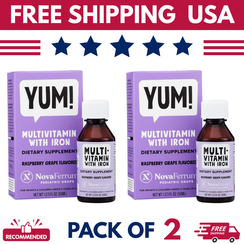 NovaFerrum Yum Liquid Multivitamin with Iron 2 Pack | Raspberry Grape – 1.69 oz