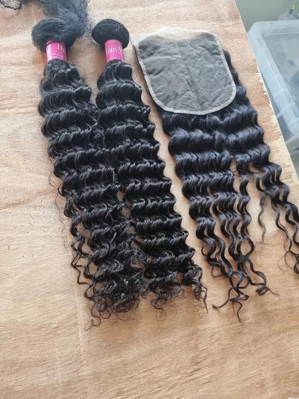 12A RAW BRAZILIAN VIRGIN HUMAN HAIR DEEP WAVES 22+22&18INCH 6X6 LACE CLOSRE 290g