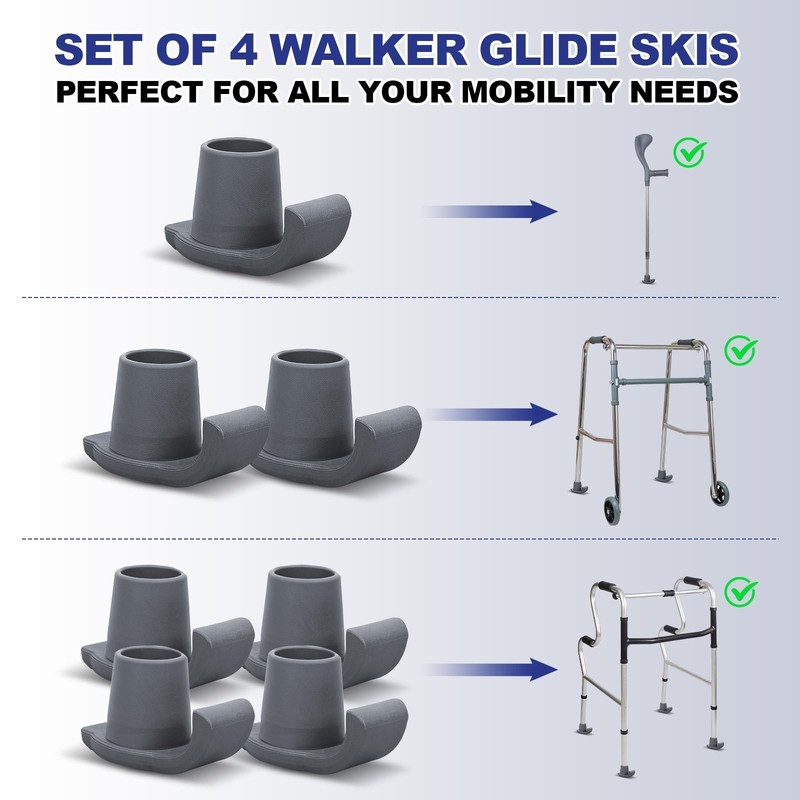 Durable Walker Ski Glides 8 Pack - Universal Fit Accessories for Smooth Mobility gallery