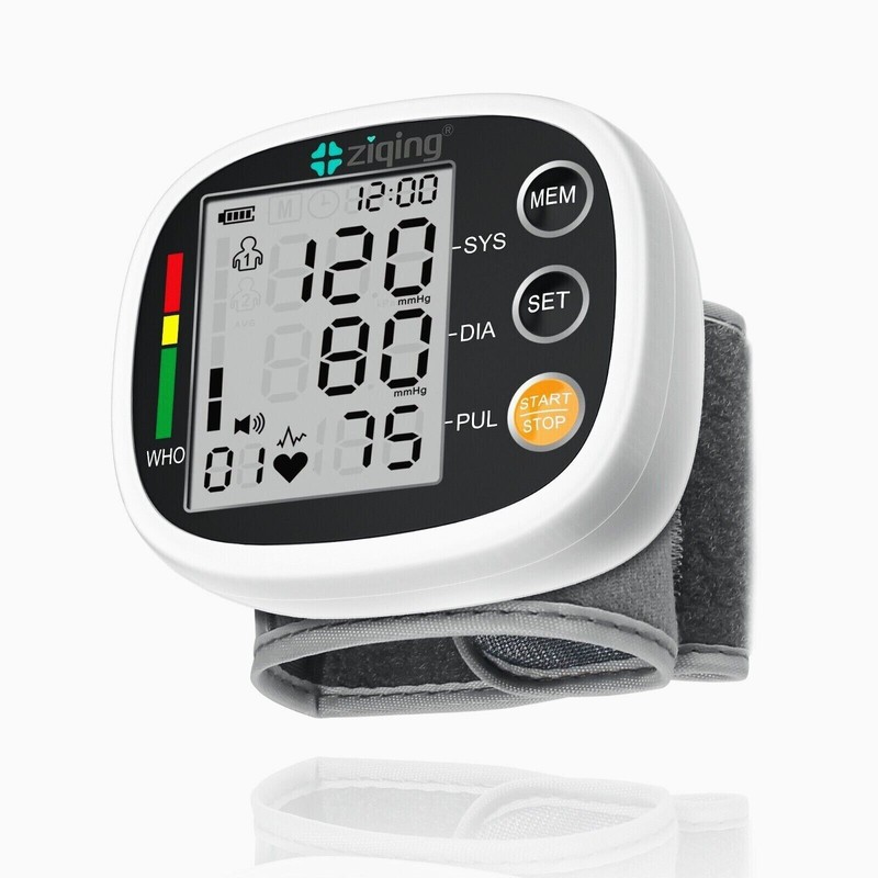 Digital Wrist Blood Pressure Monitor Automatic BP Machine Heart Rate Detection