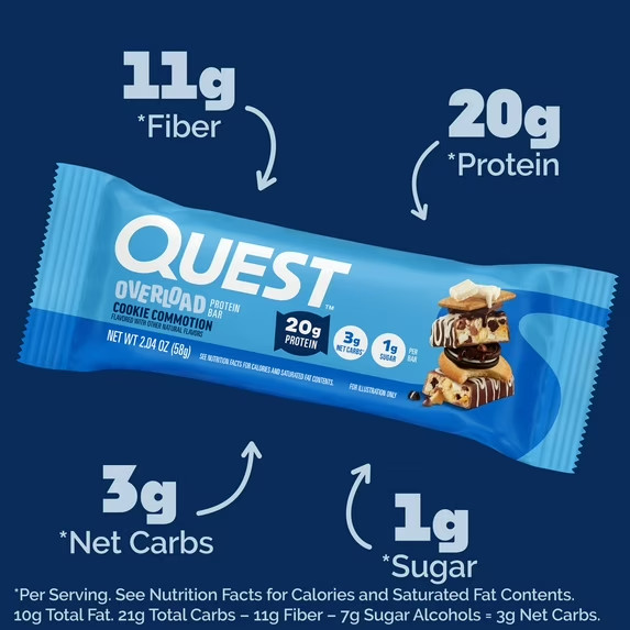 Quest Overload 20g Protein Bar, Cookie Commotion Flavor, High Protein, Gluten Fr gallery