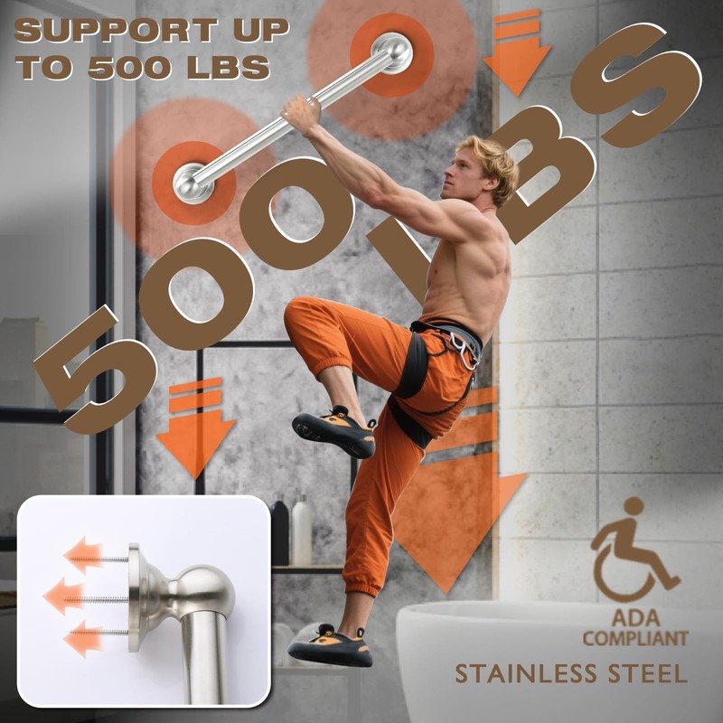 Raemnaky Anti Slip Shower Grab Bar Safety Bathroom Assist Handle Ada Compliant gallery