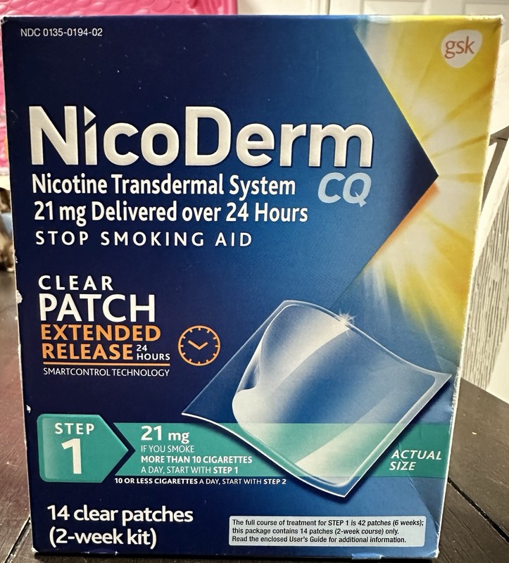 NicoDerm 21mg step 1 14 patches exp 05/27