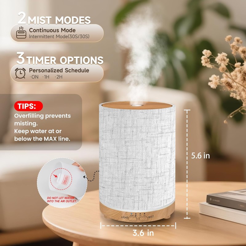 Urpower 100Ml Essential Oil Diffusers For Home Linen Cover 7 Color Changing gallery
