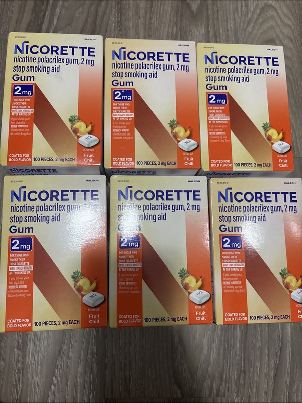 6 Pack Nicorette Fruit Chill 2mg Gum 100 Count