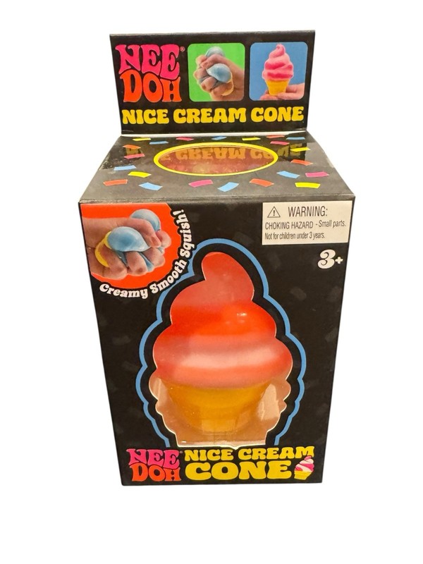 NEE DOH Nice Cream Cone Orange Swirl Squishy Toy Squeeze Fidget Sensory NEW