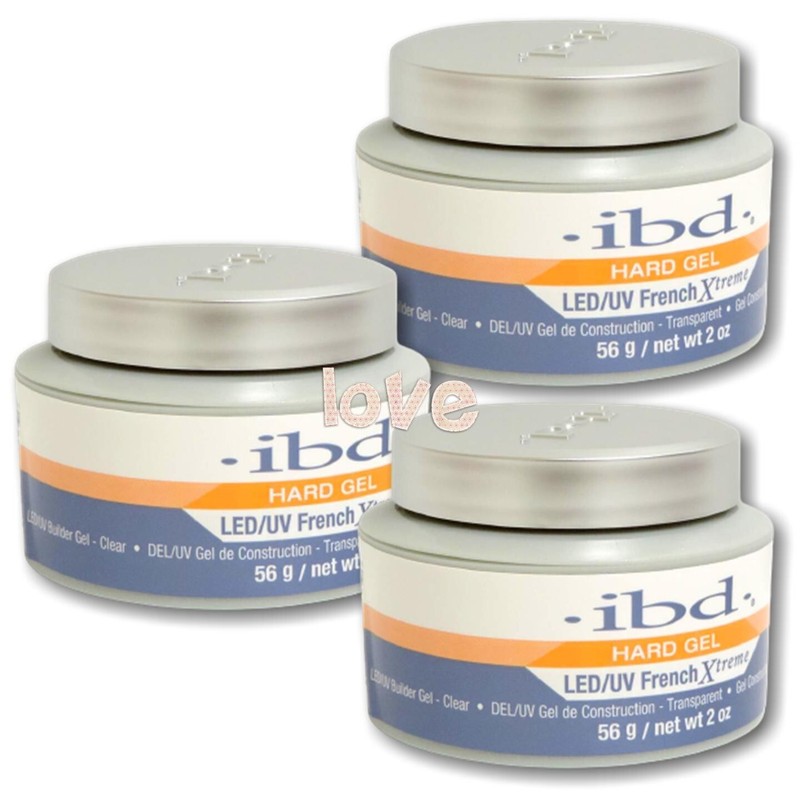 IBD French Xtreme CLEAR LED/UV 56g/2oz Hard Builder GEL Set of 3 jars