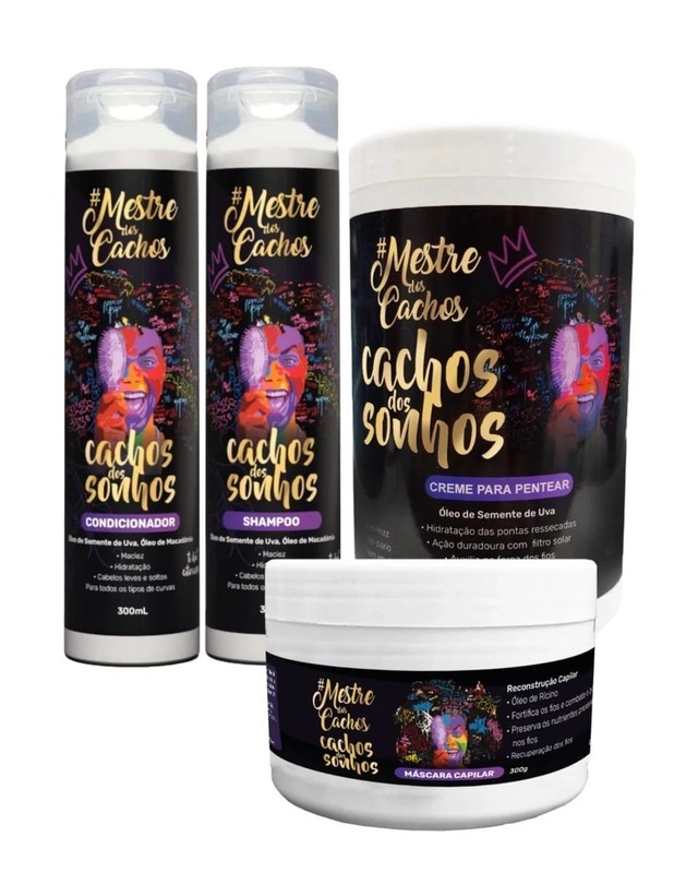 Kit Cachos Dos Sonhos 3x300ml + 1kg Mestre Dos Cachos / Linha Cachos Dos Sonhos