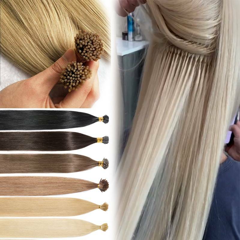 200 Strands I-Tip Stick Tip Hair 100% Human Hair Extensions Micro NaNo Ring Bead