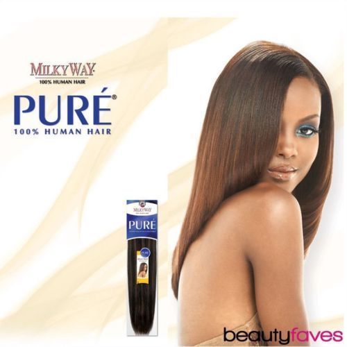 PURE YAKY WEAVE BY MILKYWAY 100% HUMAN HAIR EXTENSION 8″ 10″ 12″ 14″ 16″