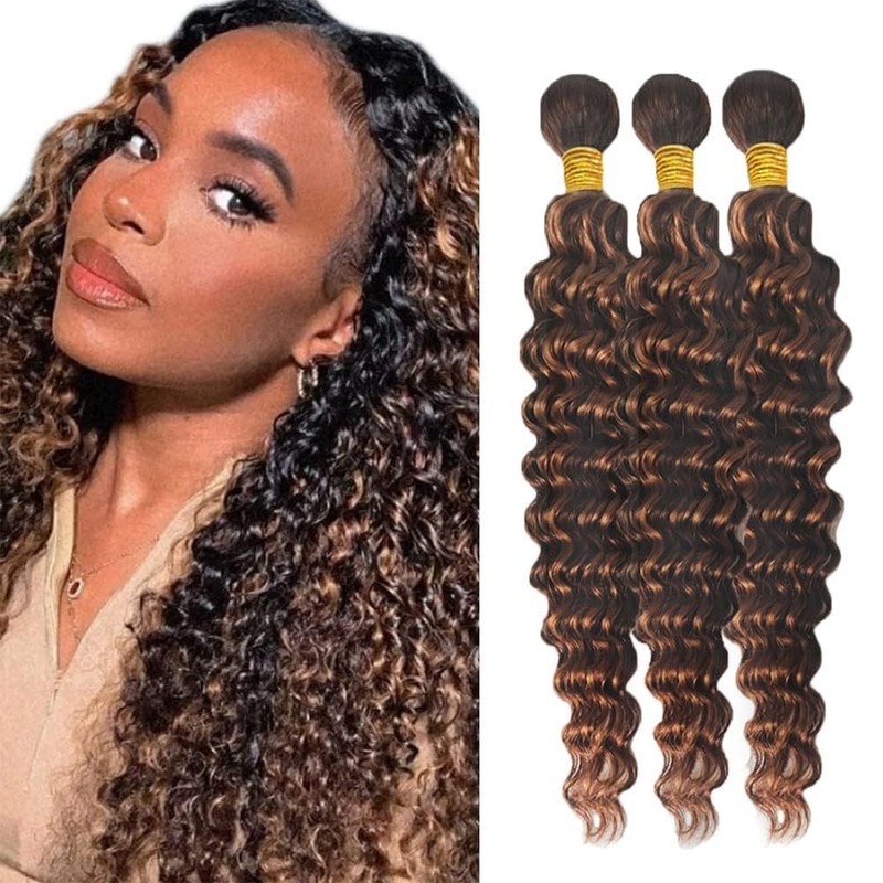 Giginger Bundles Human Hair 300G Deep Wave Human Hair Bundles 12 14 16 Inch