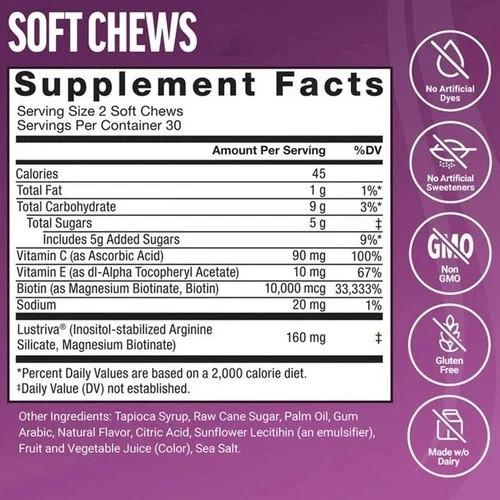 Force Factor Hair Growth Accelerator Soft Chews, Hair Growth Vitamins For Women gallery