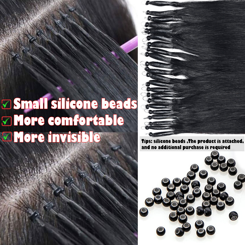 Nano Ring Tip Bead Hair Extensions Real Human Hair Balayage 100% Remy Hair 1Gram gallery