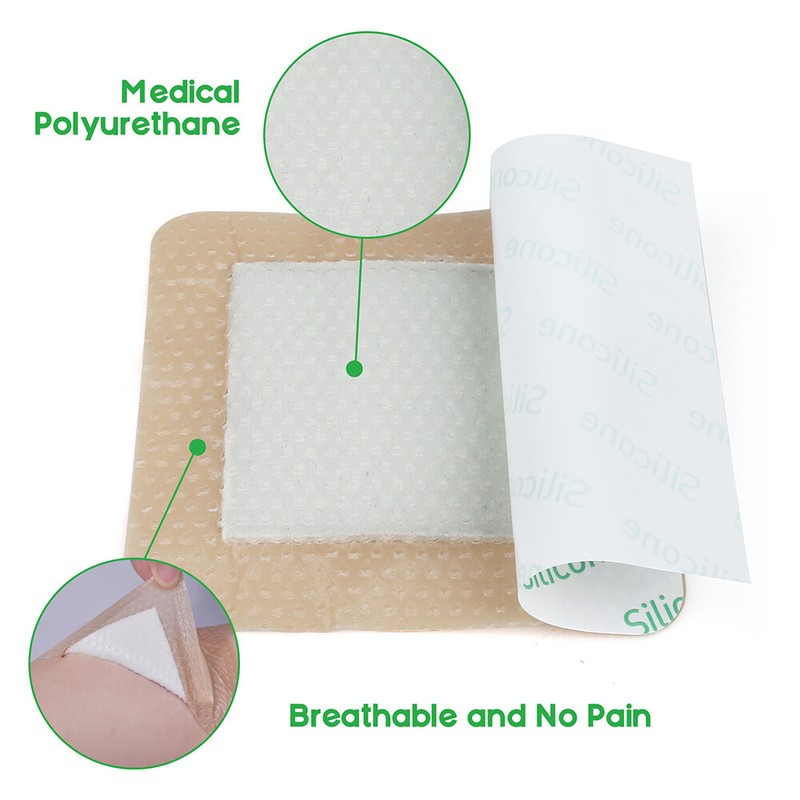 Silicone Foam Dressing with Border Adhesive Waterproof 6"X6"(15 X15cm) For Wound gallery