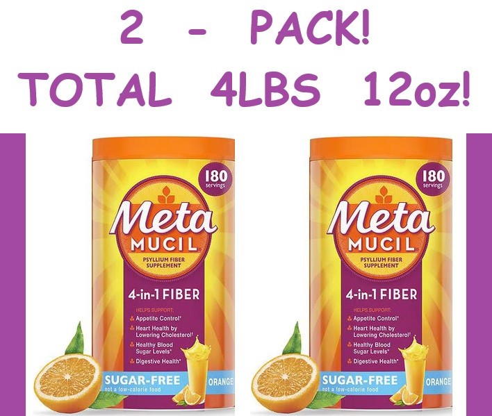 BUNDLE! (2) Metamucil 4-in-1 Fiber 73.6oz Total – Orange BB 10/2028 & 1/2029
