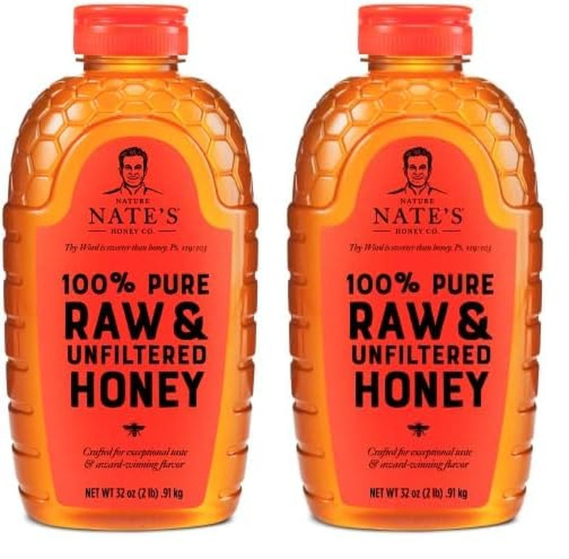 Nate'S 100% Pure, Raw & Unfiltered Honey - Award-Winning Taste, 32Oz. Squeeze Bo