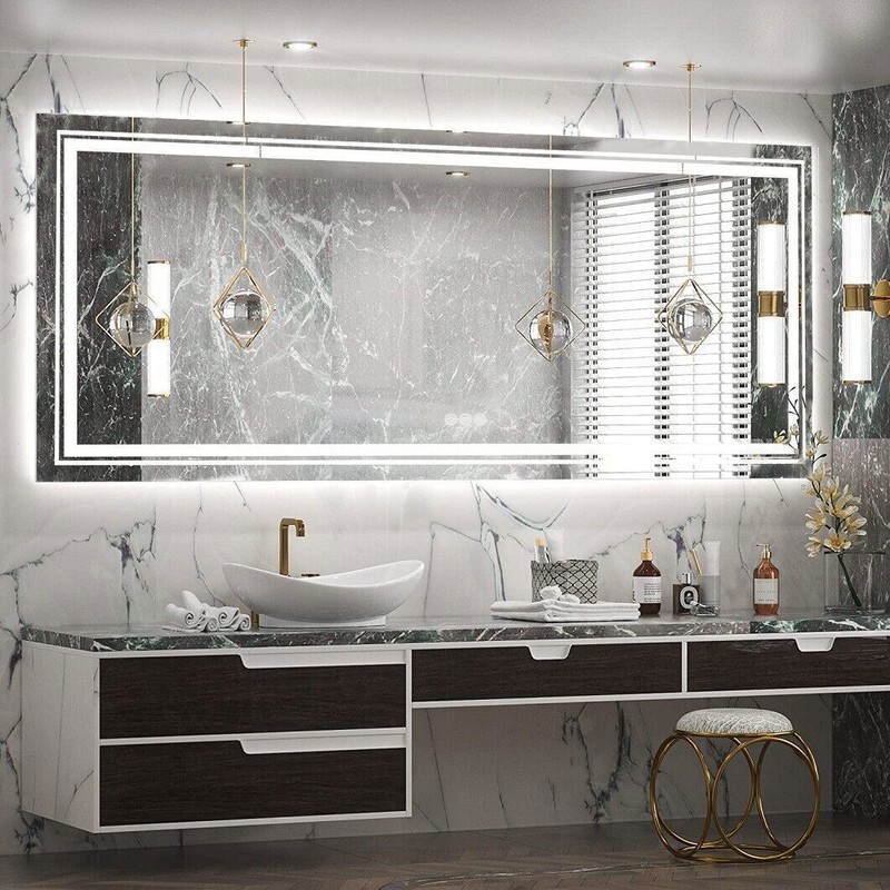 10-Size Antifog LED Mirror Bathroom Vanity Mirrors Memory Touch Home Salon Hotel
