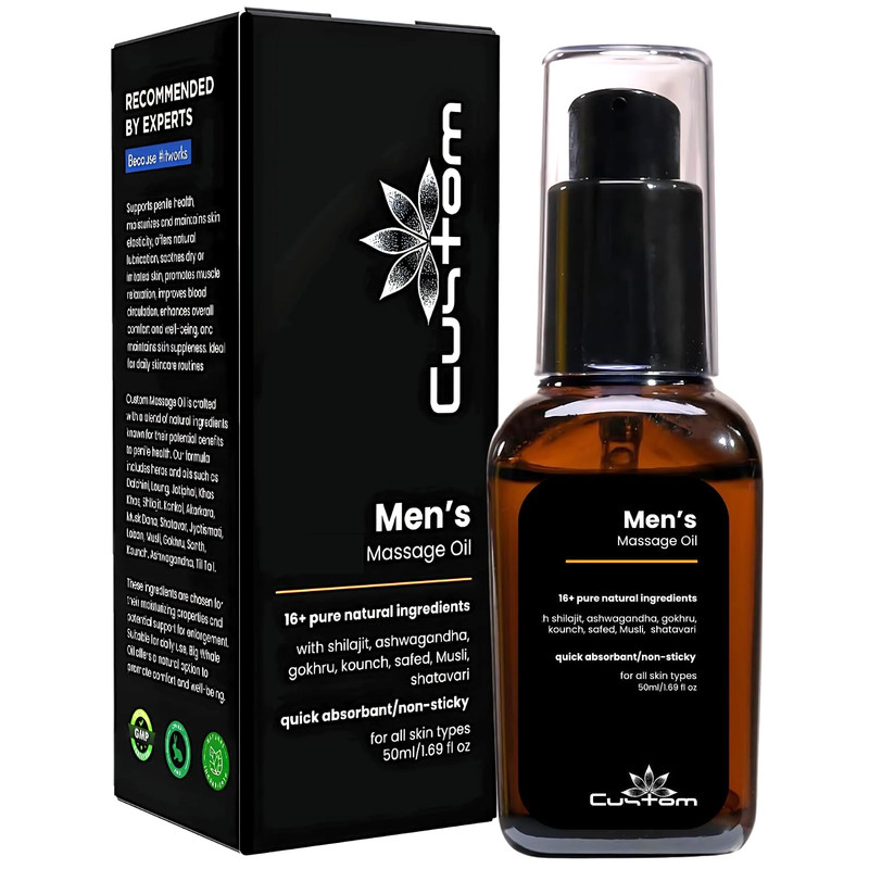 Custom Men’s Wellness Massage Oil 50ml Natural Herbal Care Blend Gold
