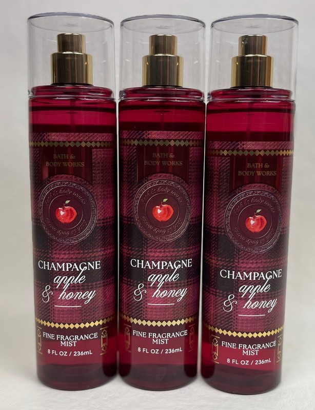 Lot of 3 Bath & Body Works Champagne Apple & Honey Fine Fragrance Mists Sprays